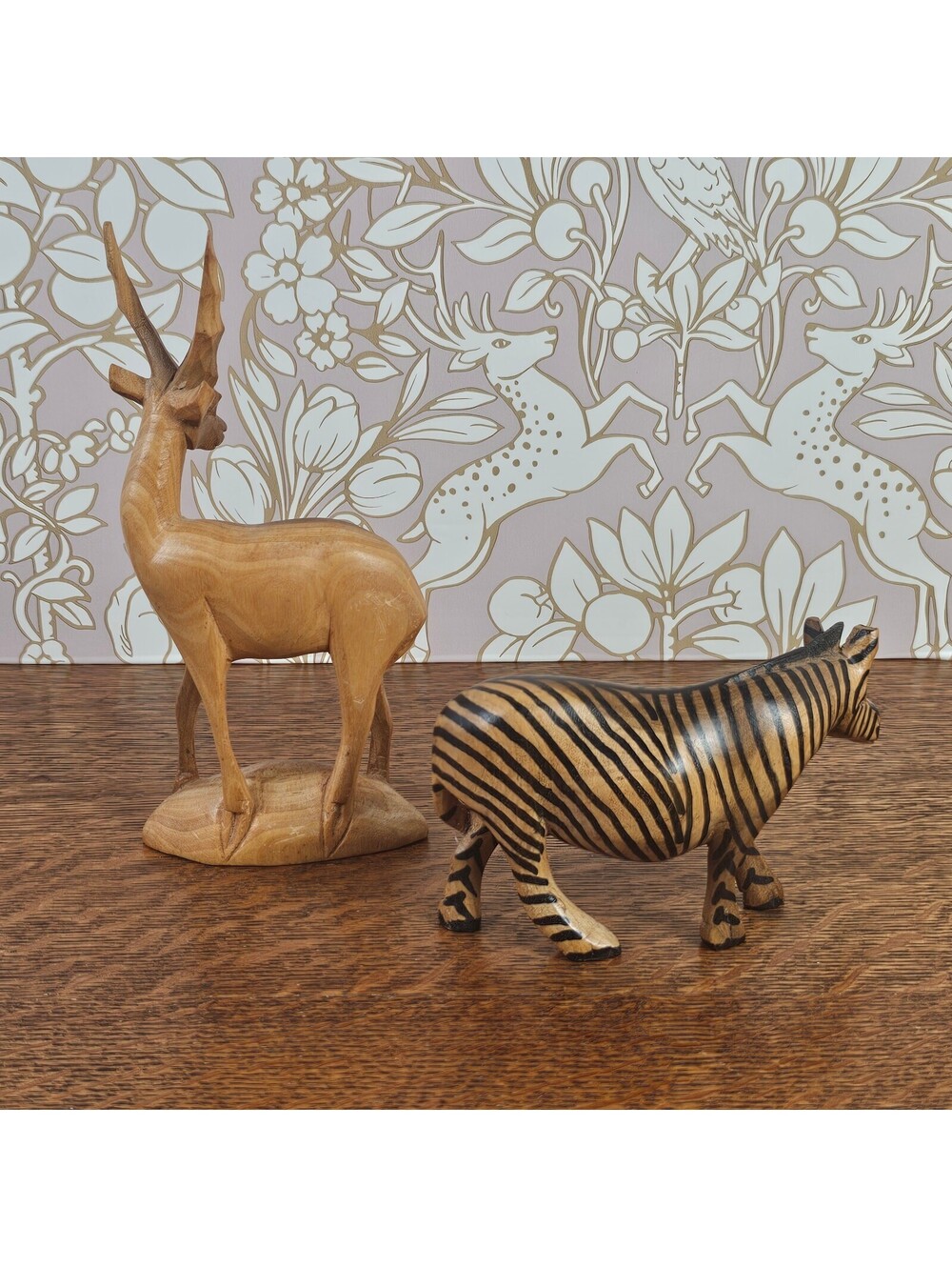 Vintage Hand Carved Wood Zebra & Gazelle Figurines African Safari Lot - Picture 2 of 15